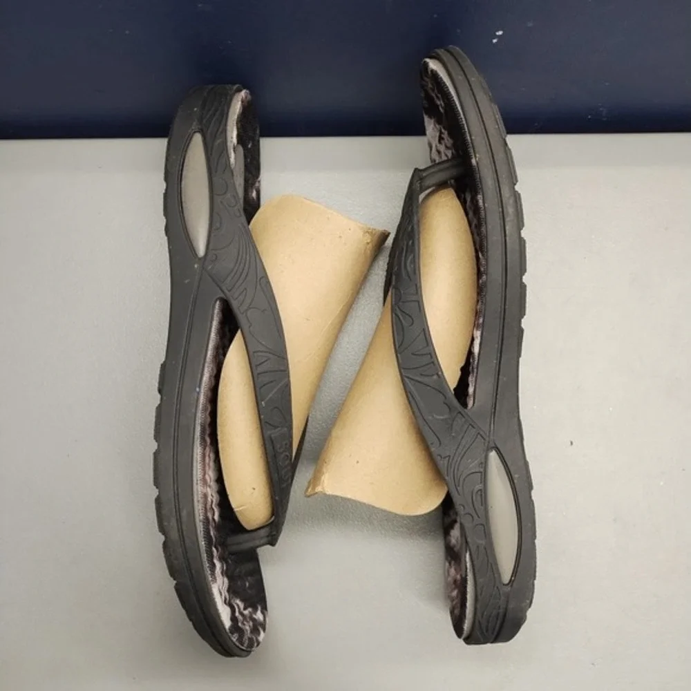 Soul‎ Naturalizer Flip Flop Sandals Mens US Size 12 Black White Printed Slip On